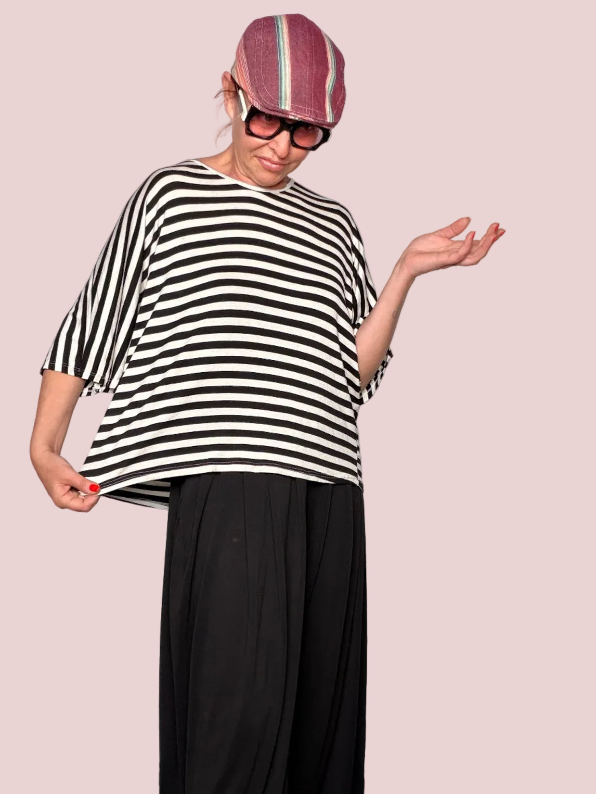 Maglia Oversize a Righe con Fiocco sulla Schiena