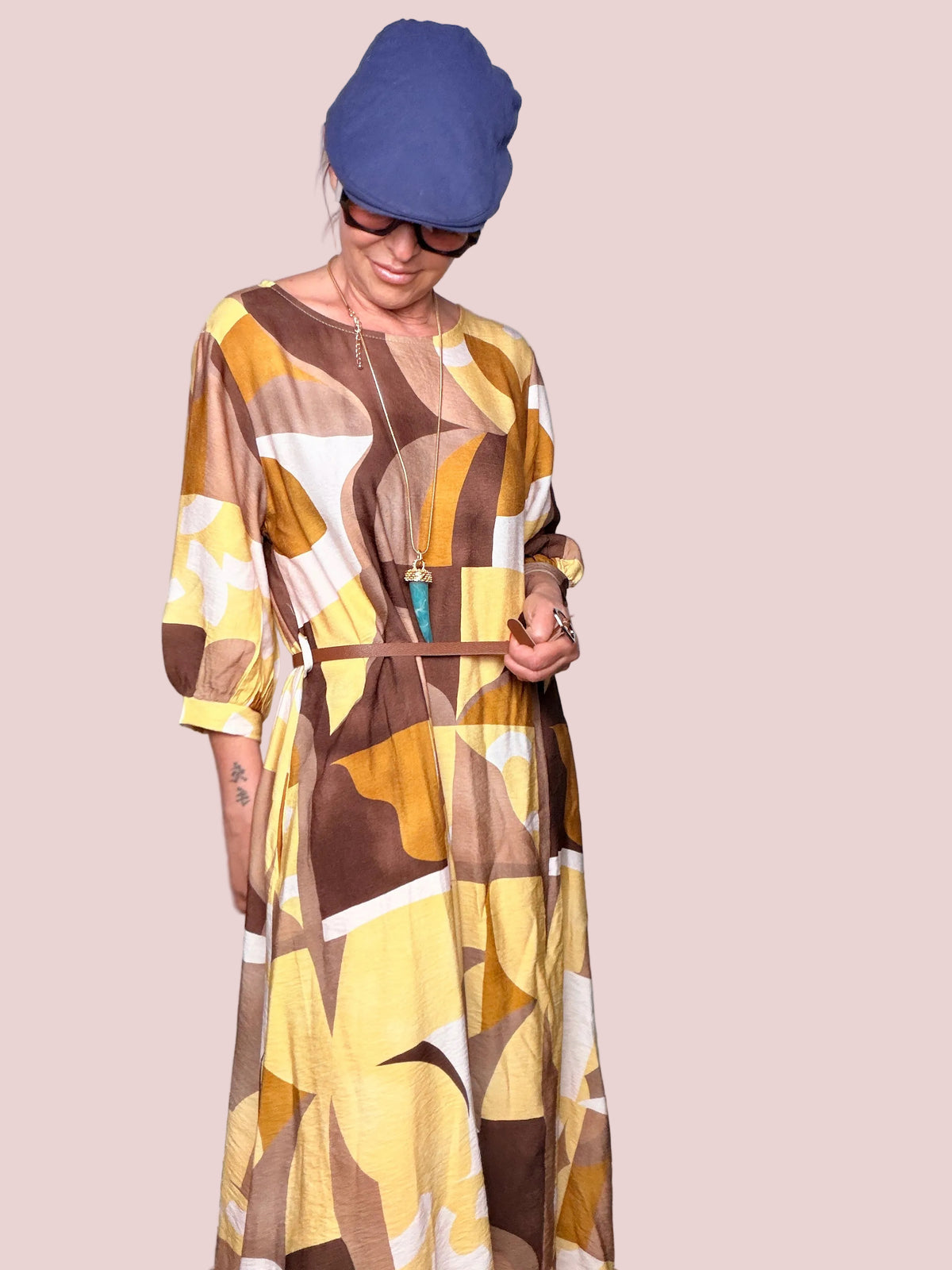 Abito Maxi Stampa Geometrica Anni '70