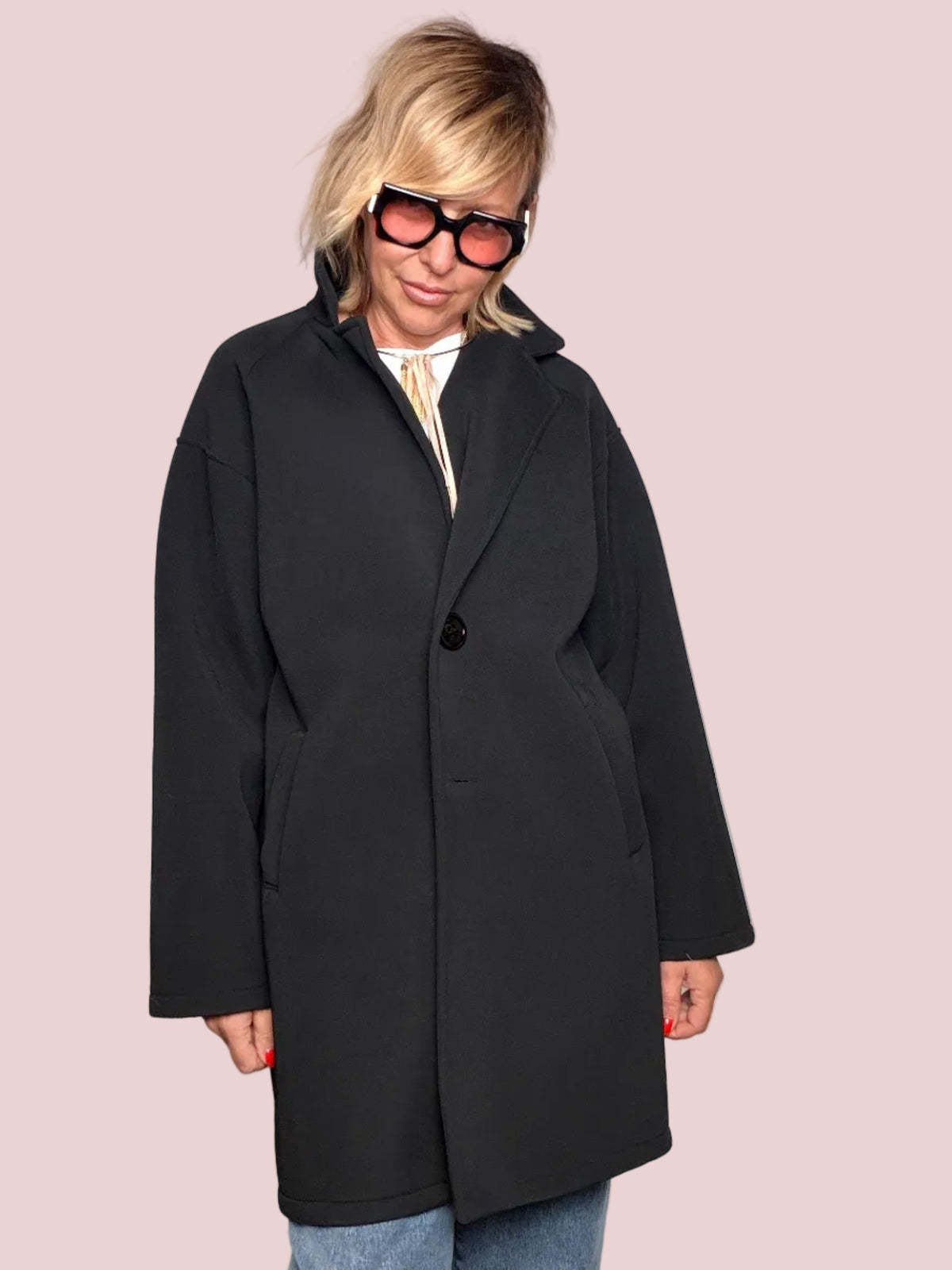 Giacca Oversize in Neoprene – Nero