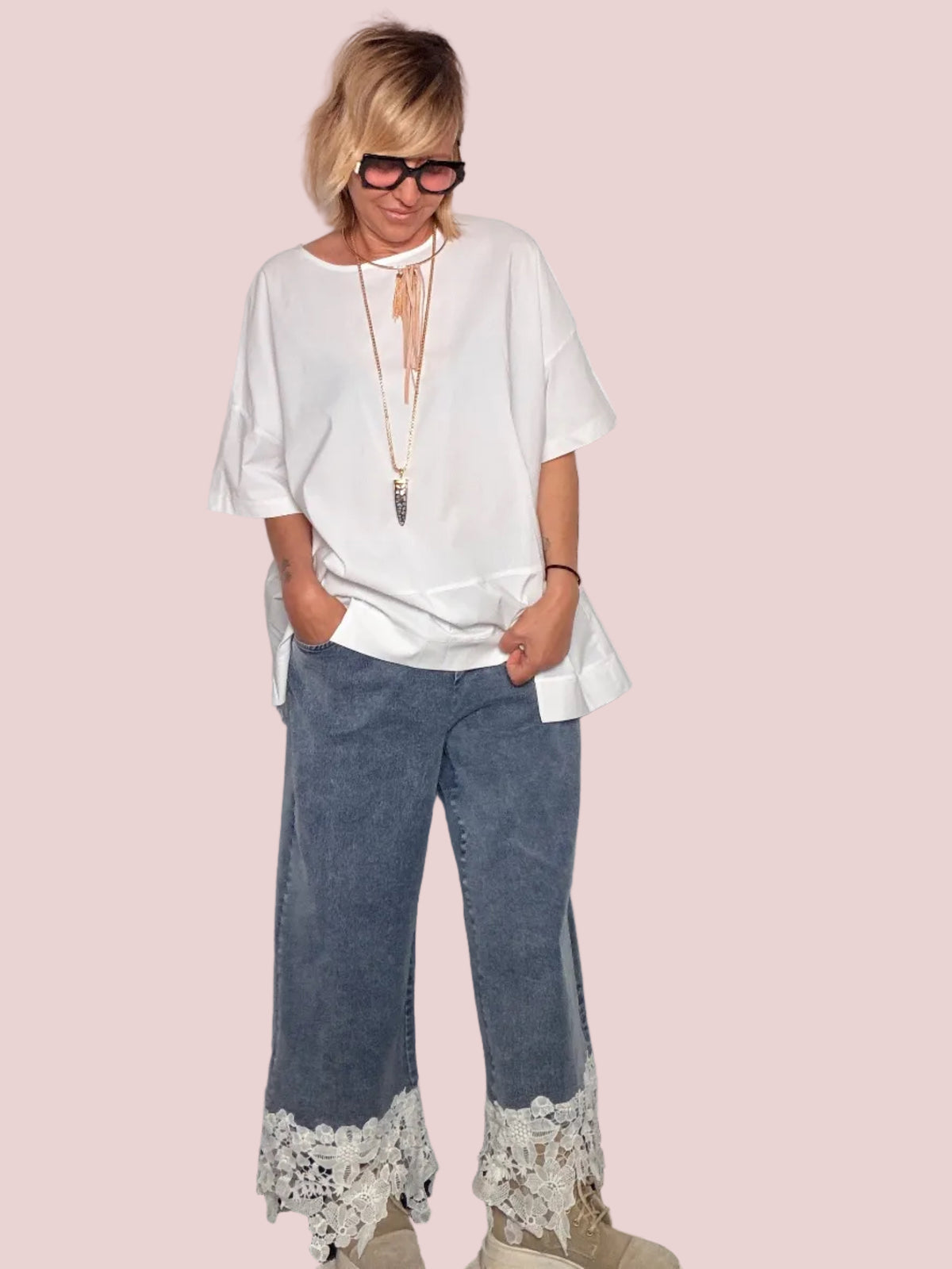 Jeans Over con Pizzo