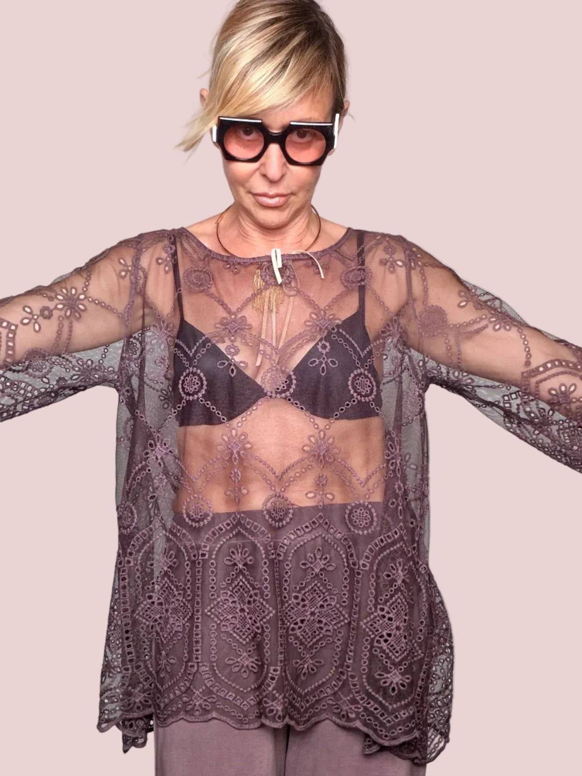 Top Pizzo Ricamato – Mauve