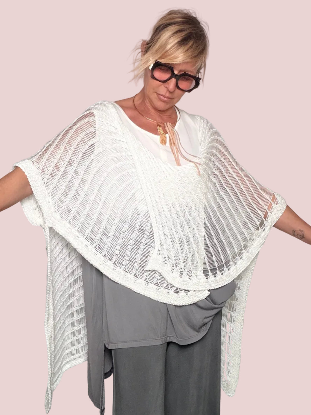Maglia Rete Poncho – Bianco