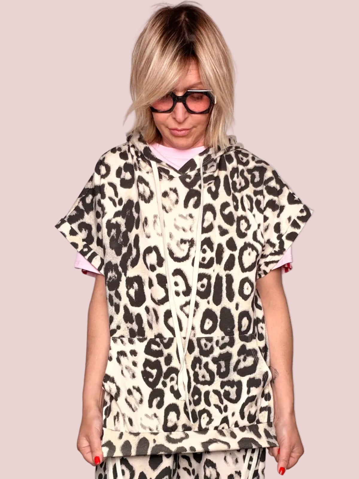 Felpa Leopardata con Cappuccio