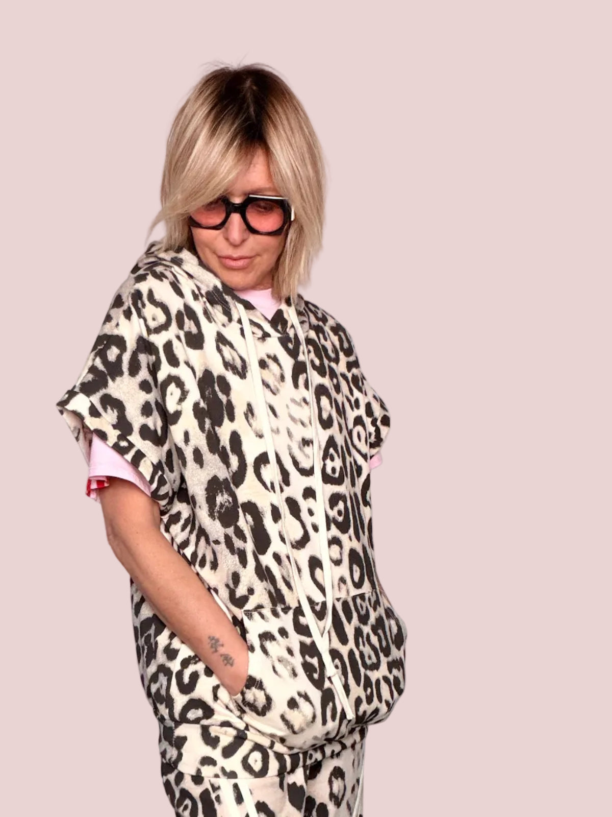 Felpa Leopardata con Cappuccio