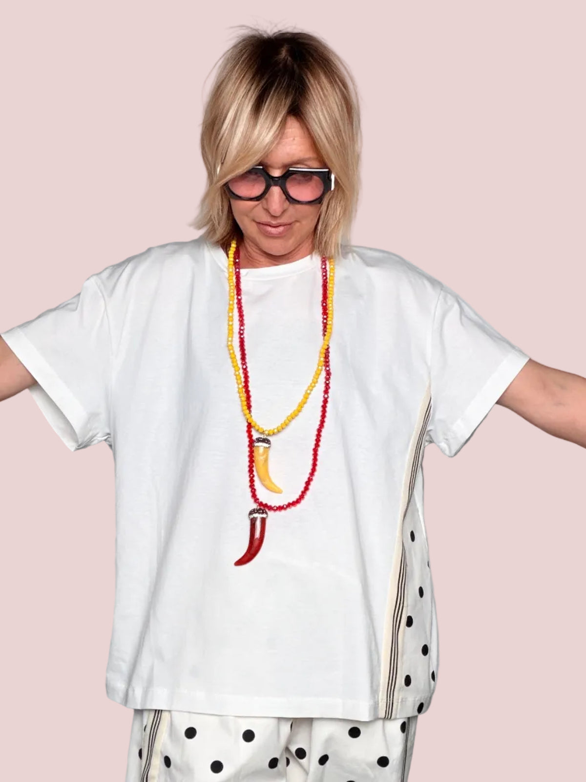 T-Shirt Pois Pannello Laterale