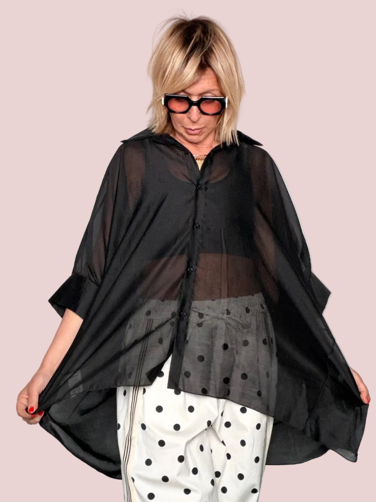 Camicia Oversize in Organza Semitrasparente