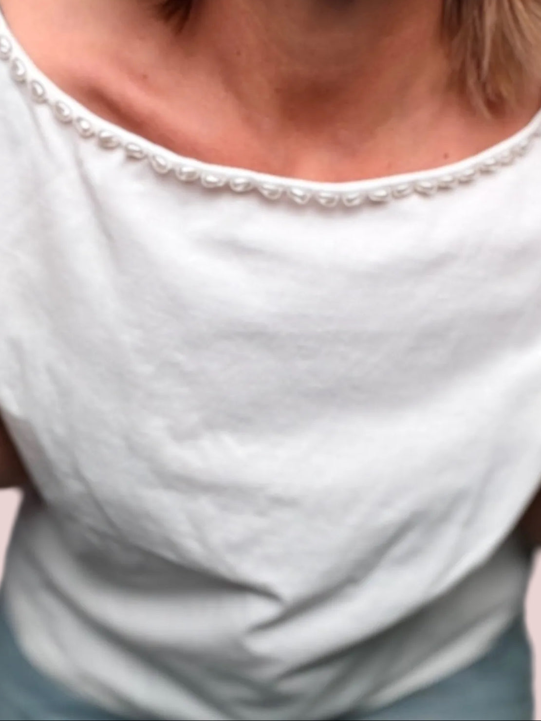 T-Shirt Girocollo Bordino Perline