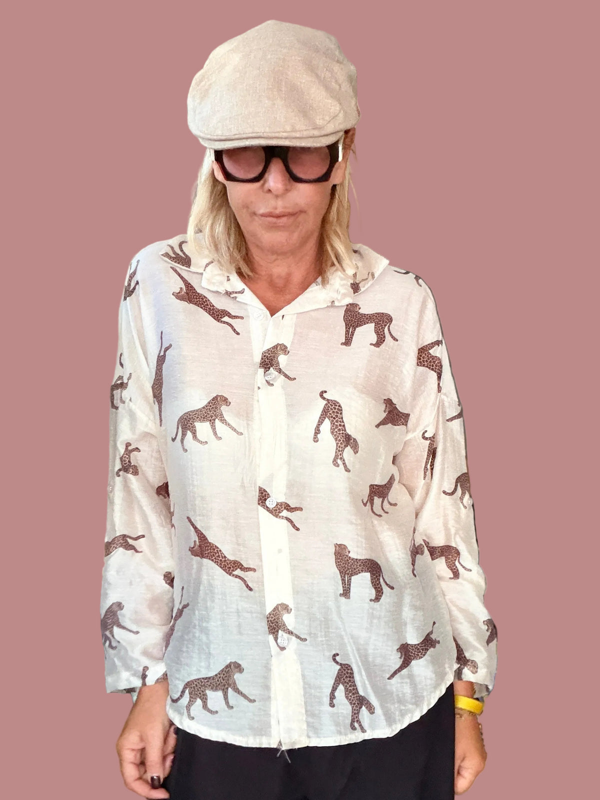 Camicia over in lyocell stampa animalier