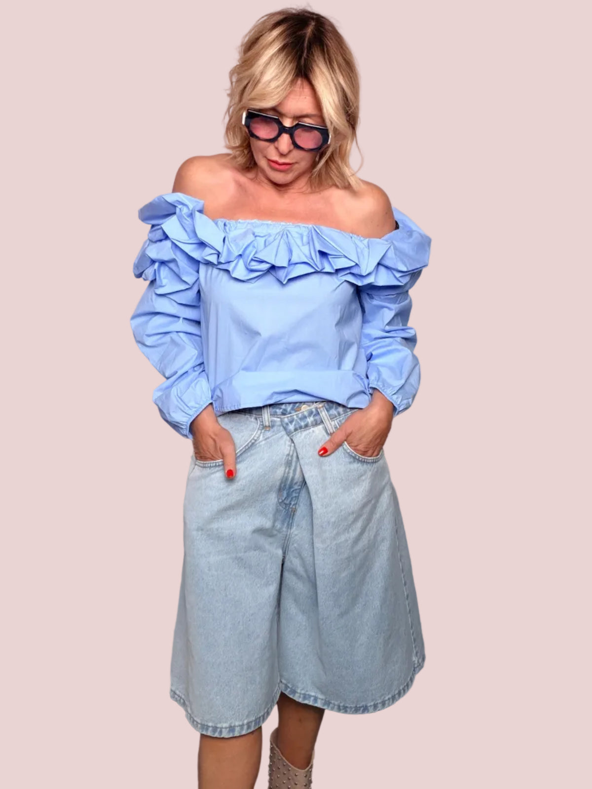 Bermuda Jeans – Lavaggio Chiaro Wide Leg