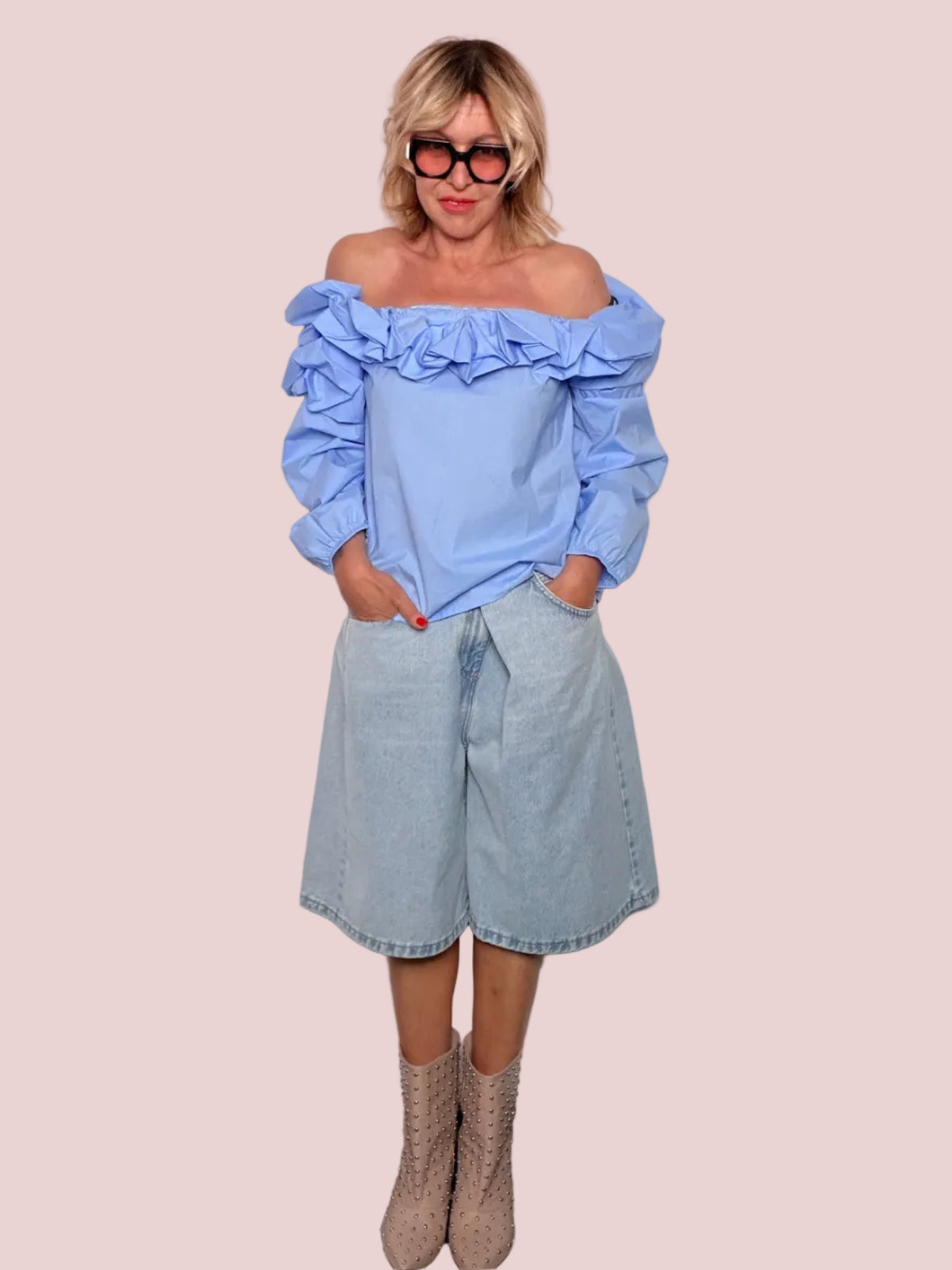 Bermuda Jeans – Lavaggio Chiaro Wide Leg