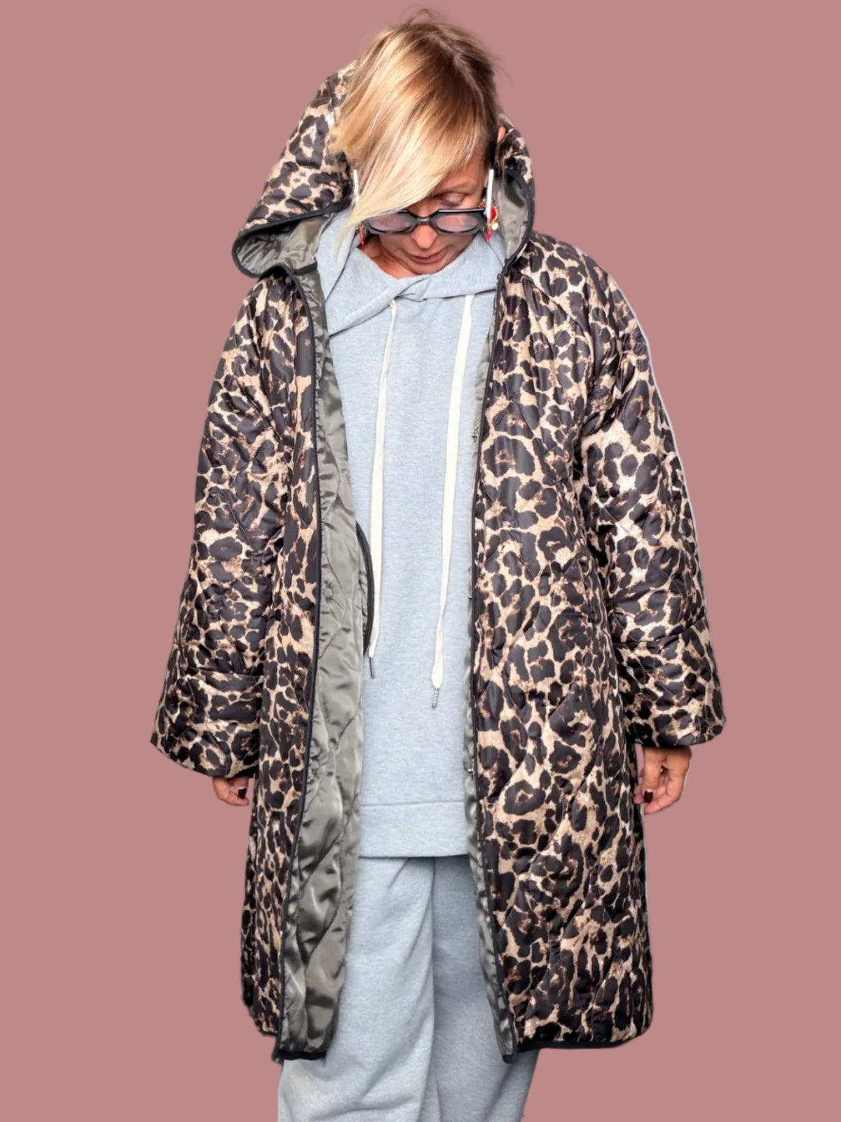 Piumino Cappuccio Leopard