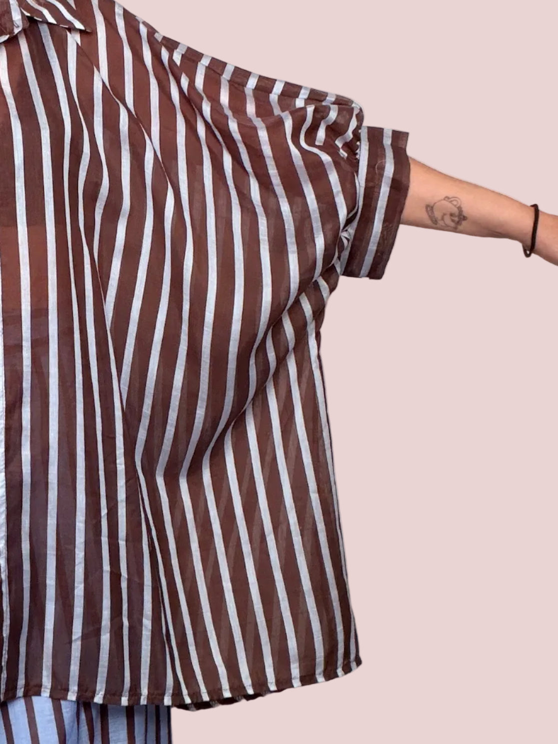 Camicia Over Righe Kimono Bordeaux