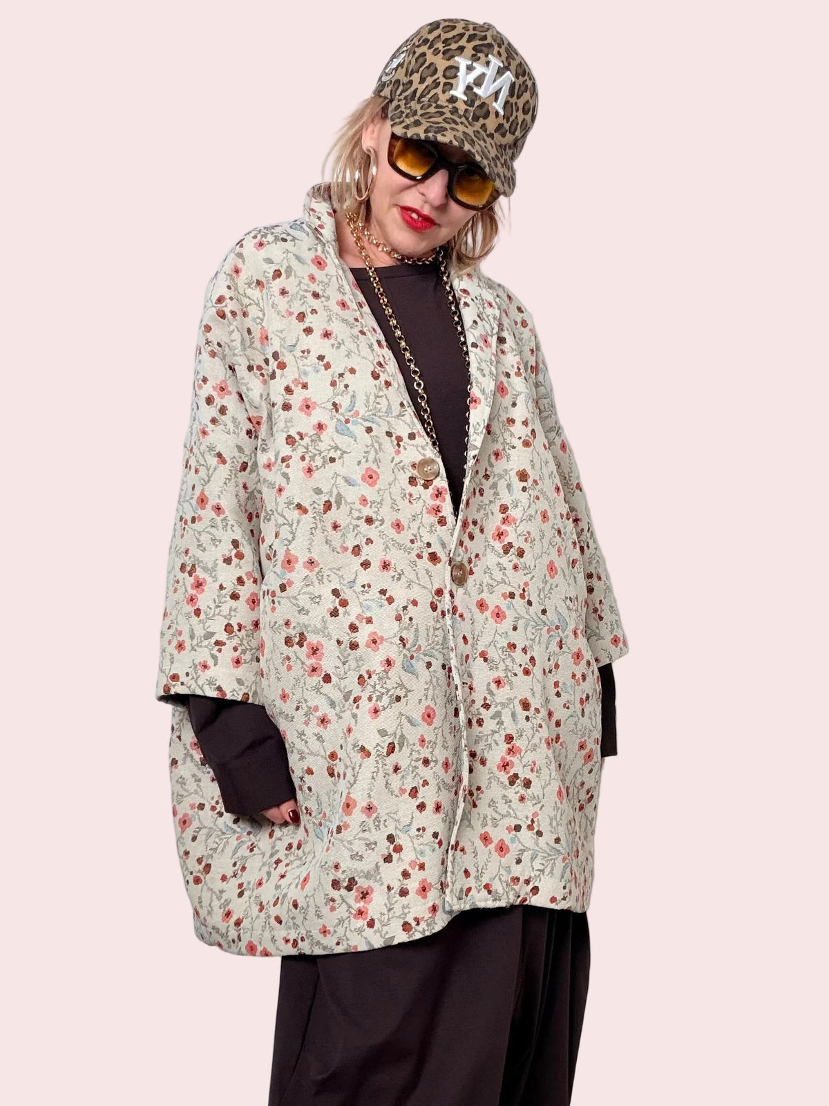 Giacca Over jacquard Fantasia Floreale