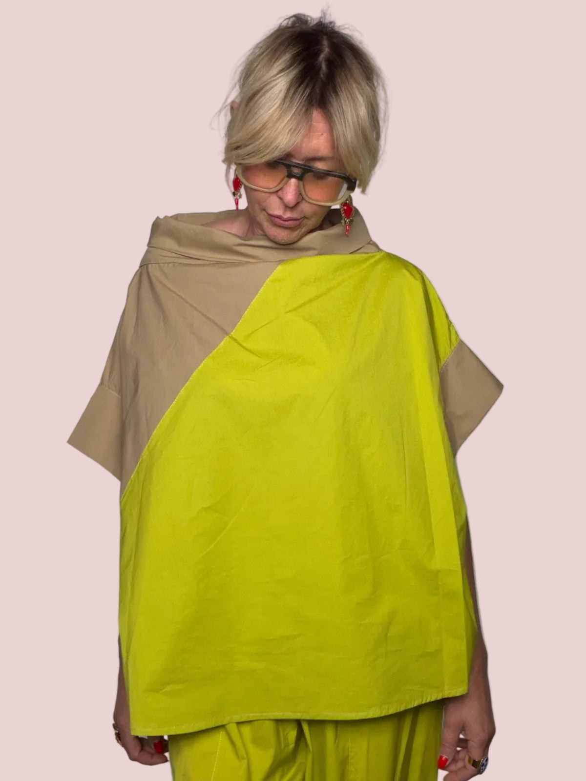 Top Oversize in Cotone Color Bicolor