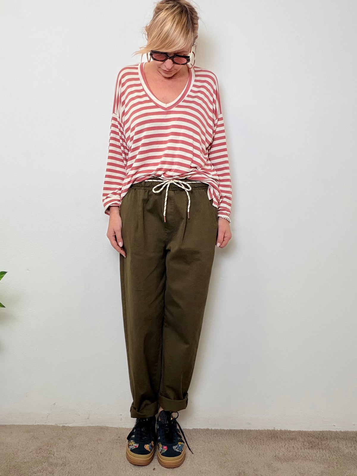 Pantalone in Gabardina Relaxed Fit con Anima Casual Chic