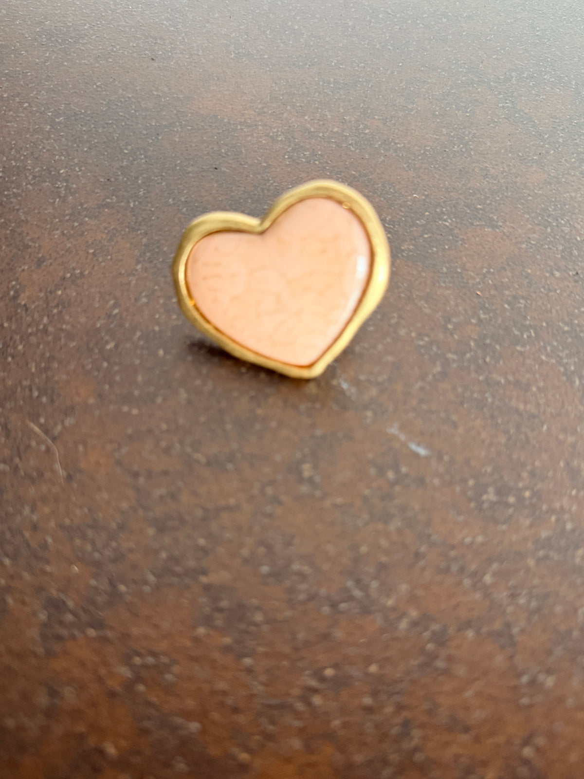 Anello Cuore Regolabile — Rosa Cipria / Nero