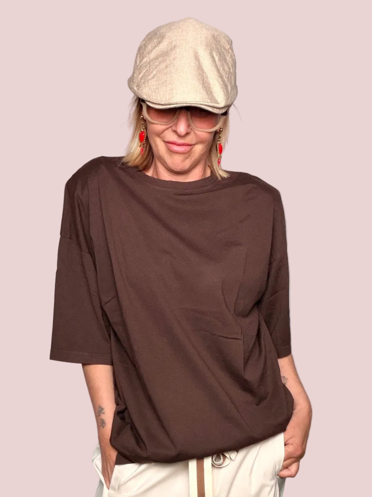 T-Shirt Oversize con Spalline