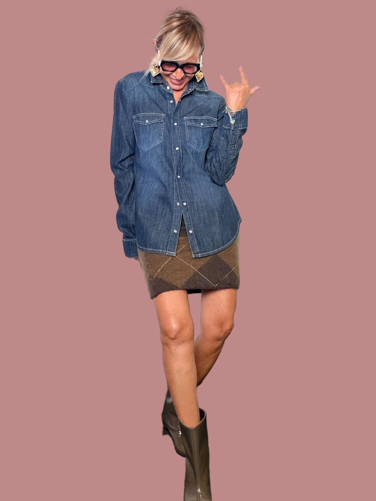 Camicia in denim con tasche frontali