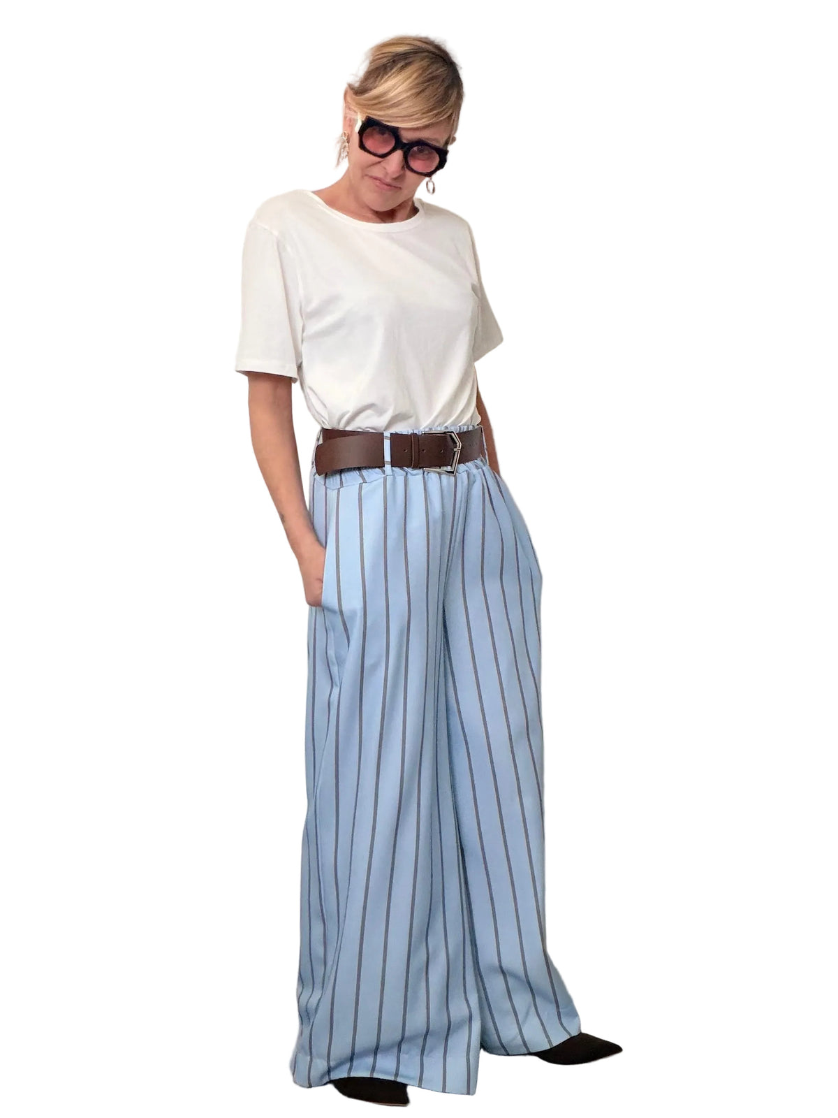 Pantalone Gessato Relax Chic