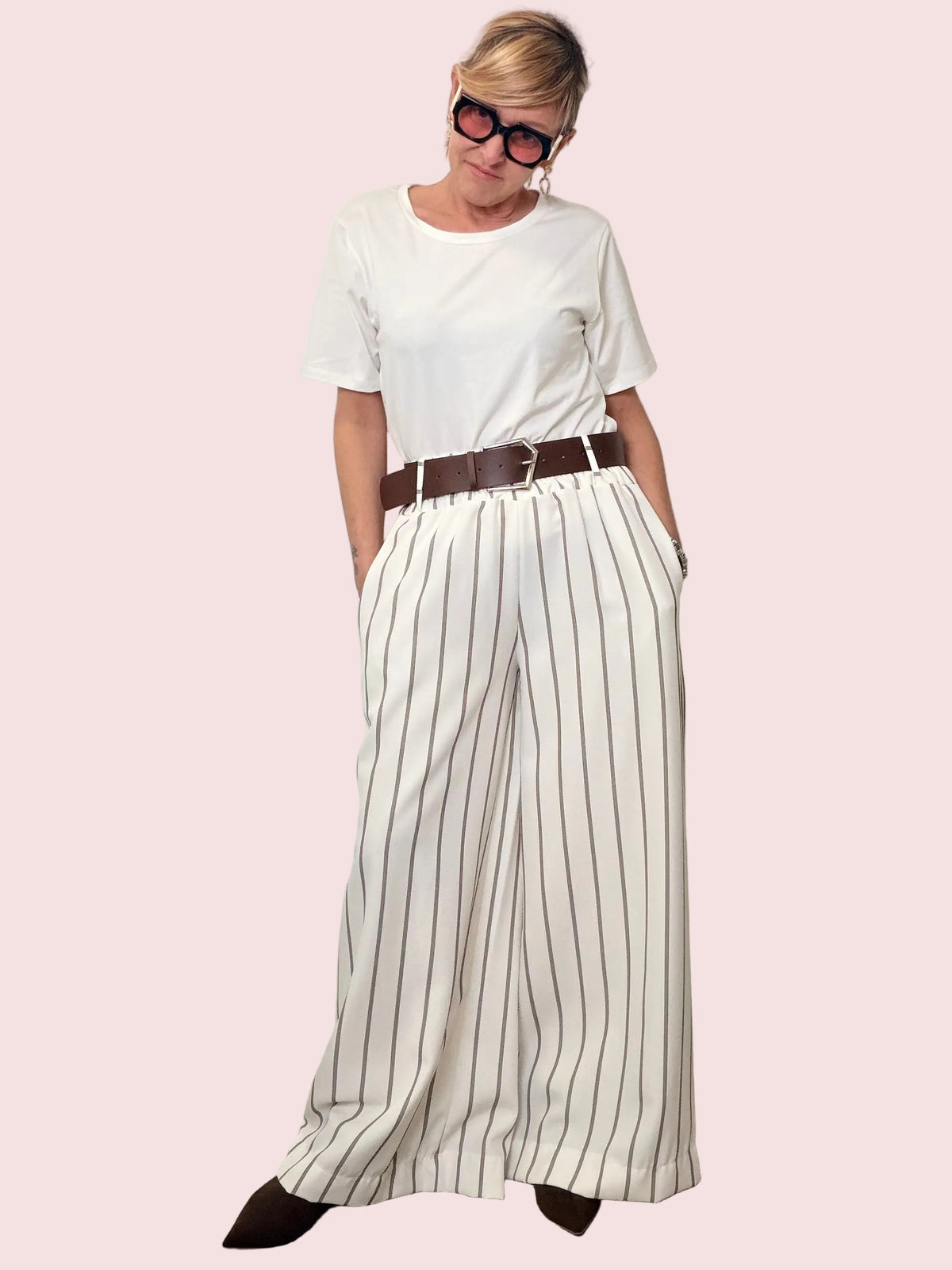 Pantalone Gessato Relax Chic