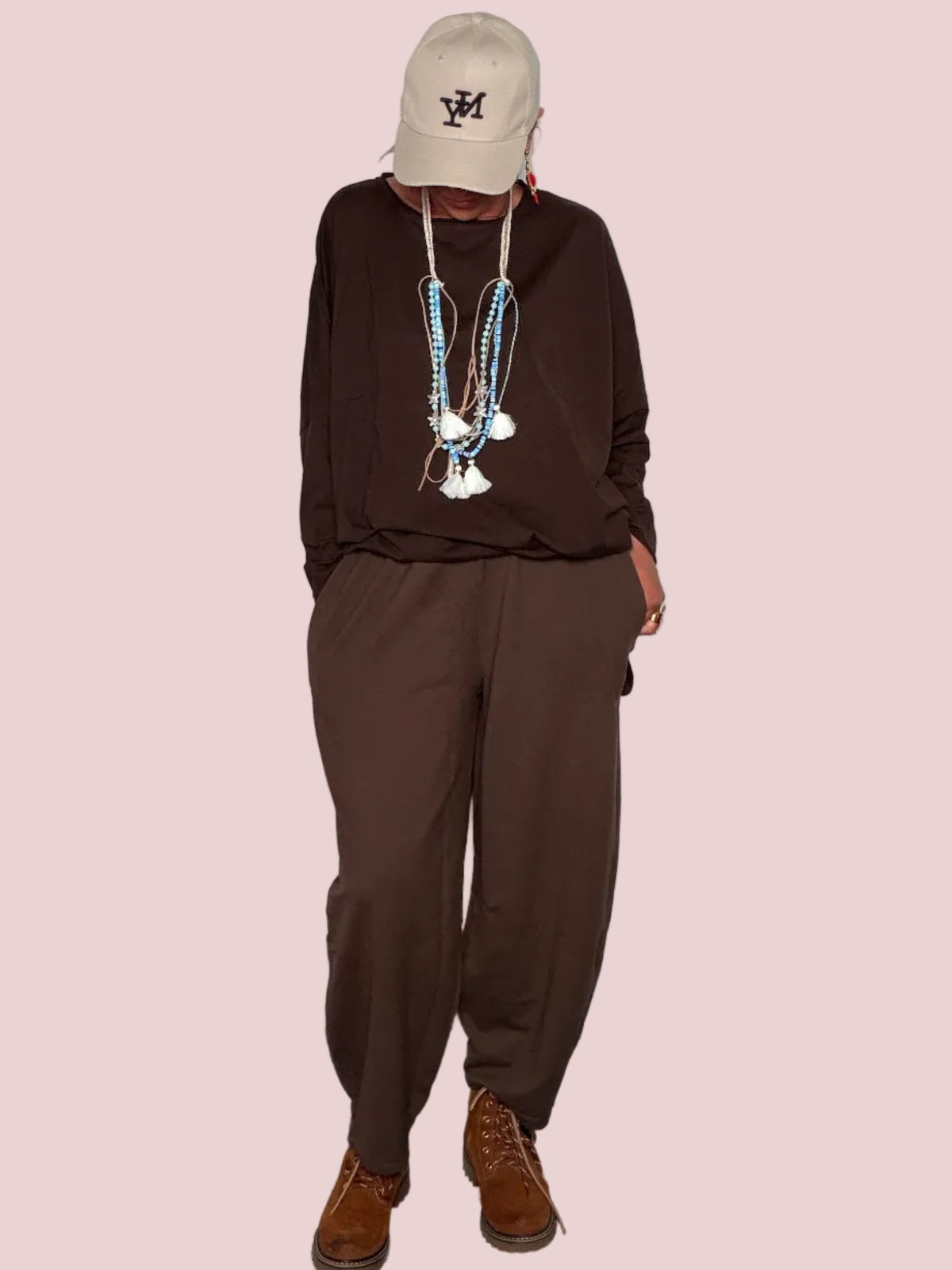 Pantalone Ovetto in Felpa Leggera Cotone Tinto in Capo