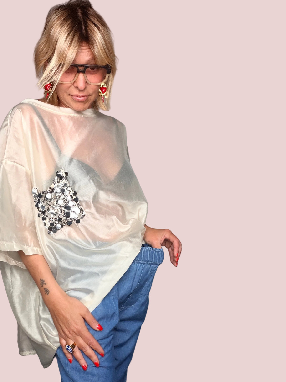 Jeans Balloon in Chambray con Elastico in Vita