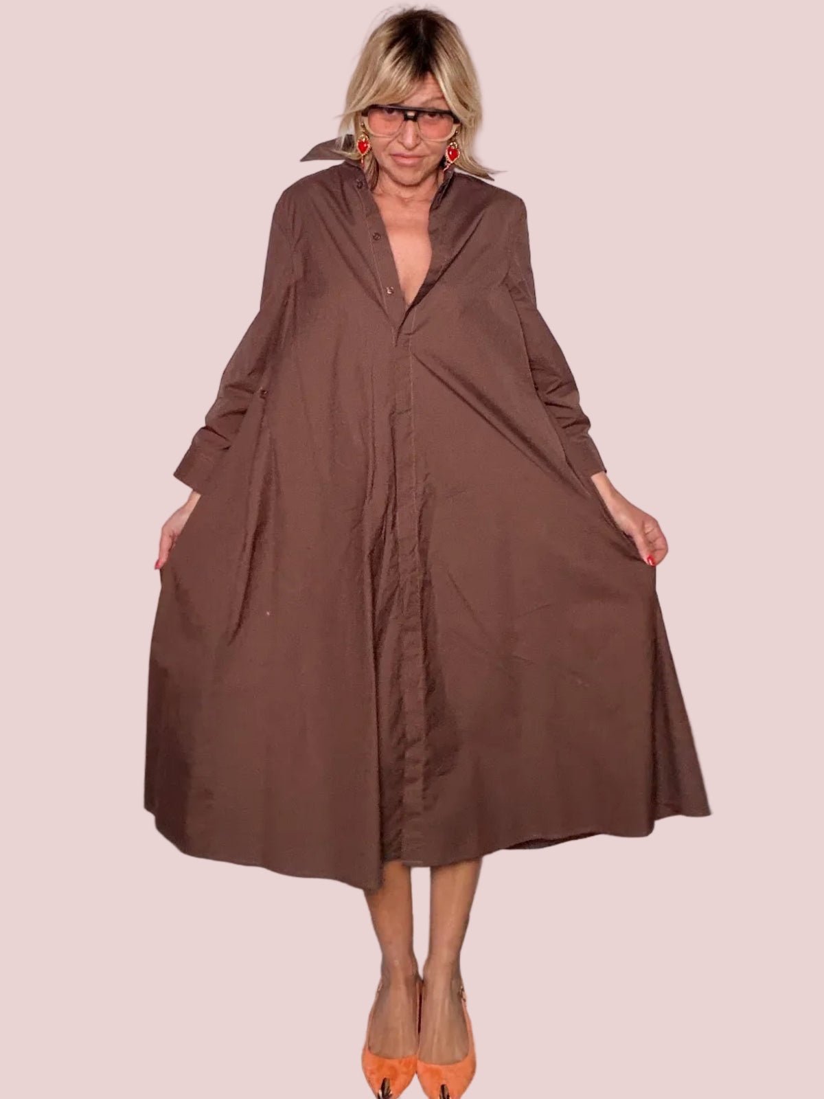 Abito Chemisier Maxi in Cotone