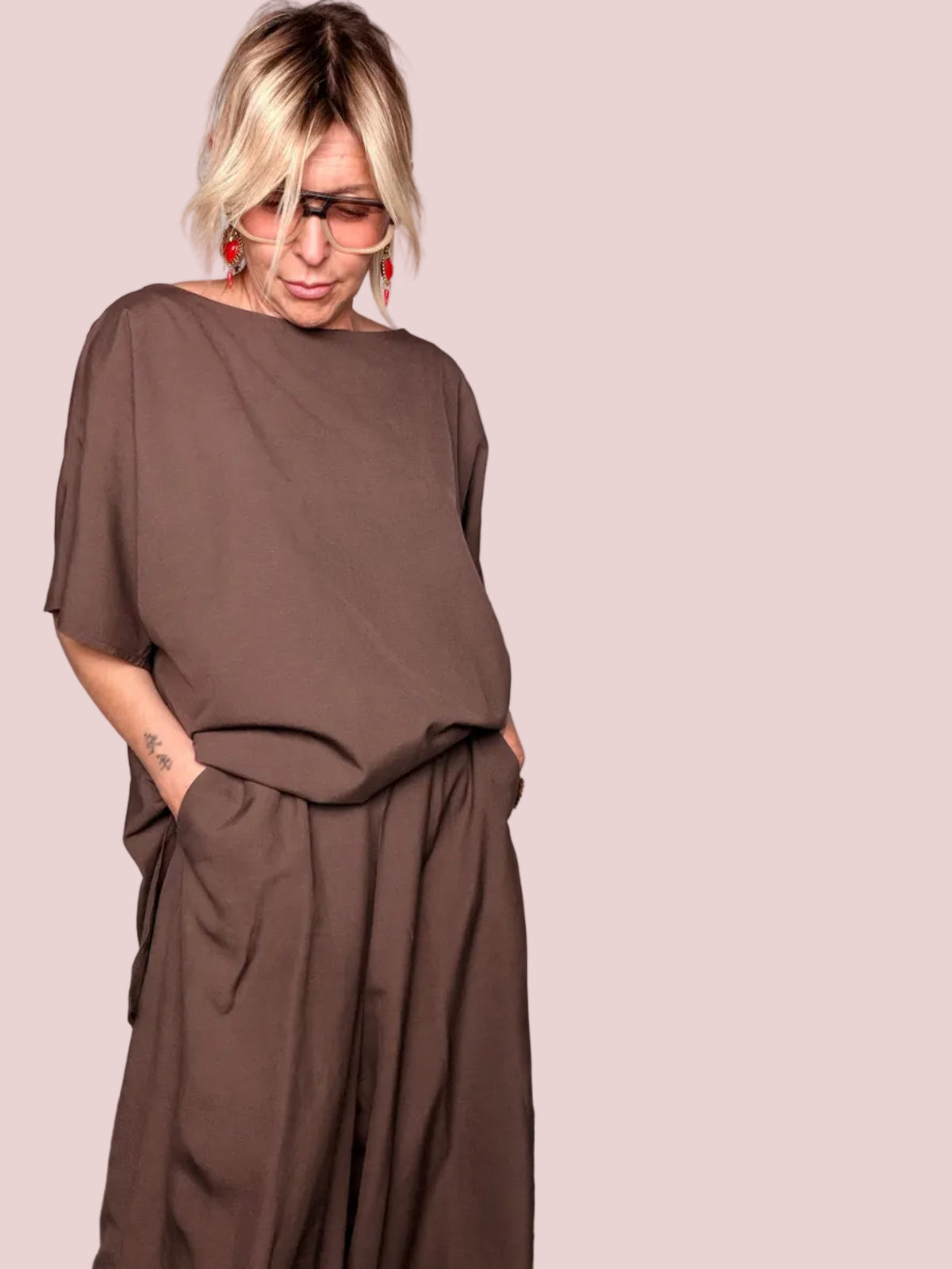 Completo Top Barchetta e Pantalone Palazzo Viscosa Lino