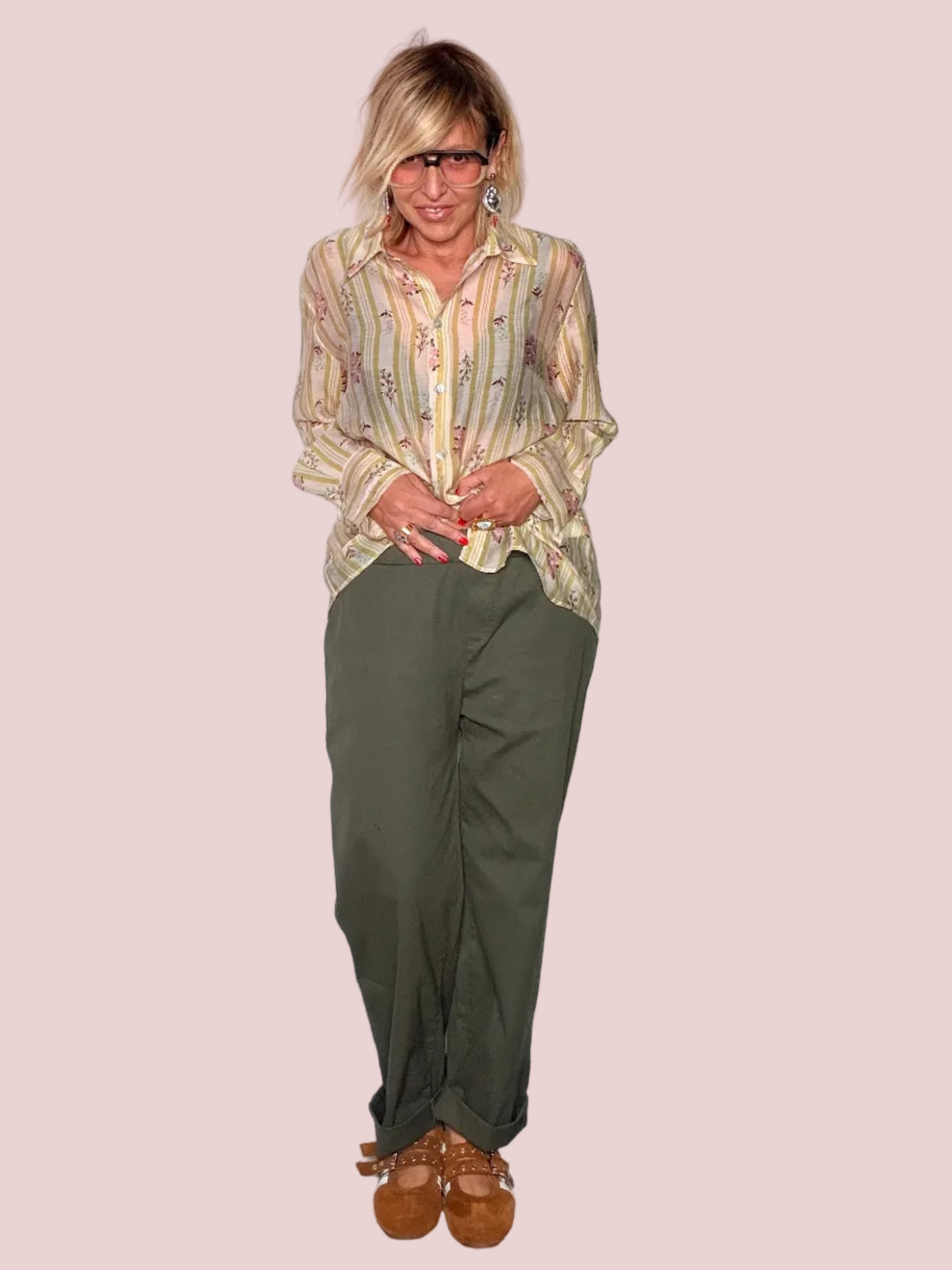 Pantalone Sigaretta Cotone con Pince Sartoriali