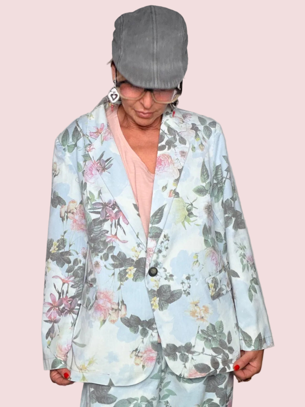 Blazer Floreale Romantico Azzurro