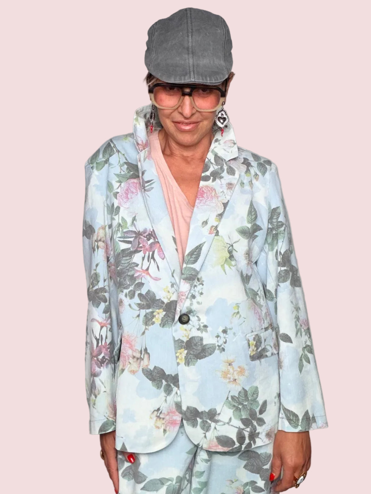 Blazer Floreale Romantico Azzurro