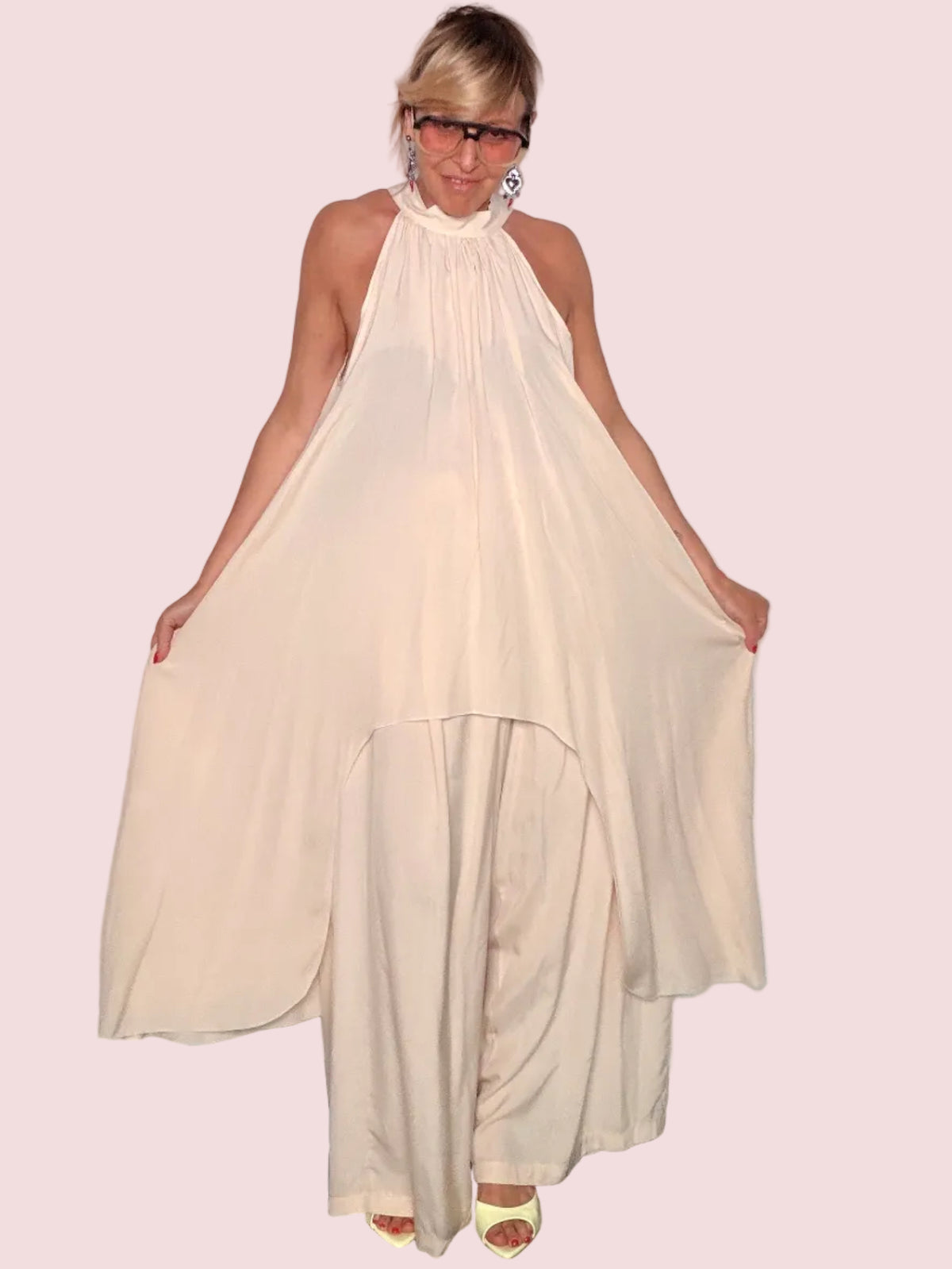 Set Due Pezzi Top Halter Neck e Pantalone Palazzo