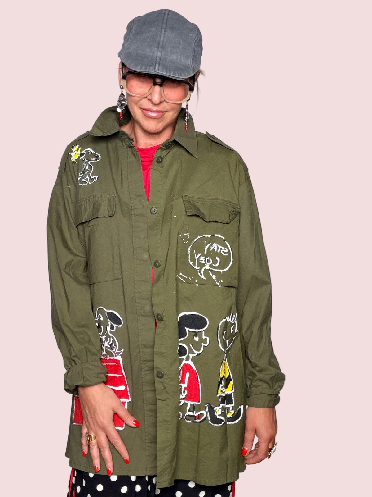 Camicia Militare Oversize Peanuts Art – Snoopy Stay Coo