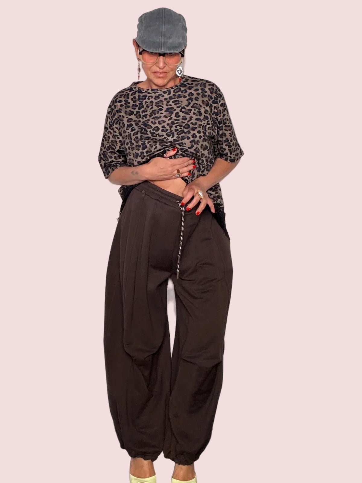 Pantalone Barrel Oversize con Coulisse e Elastico alla Caviglia