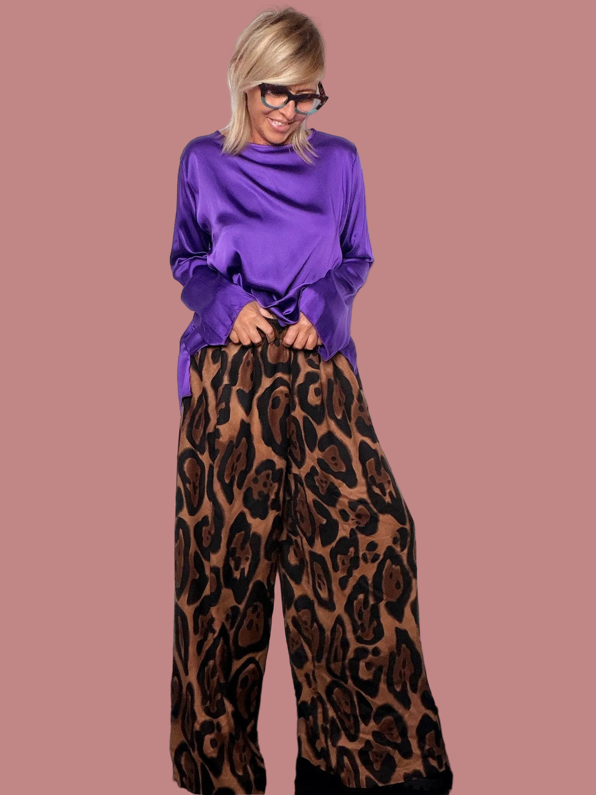 Pantalone palazzo animalier