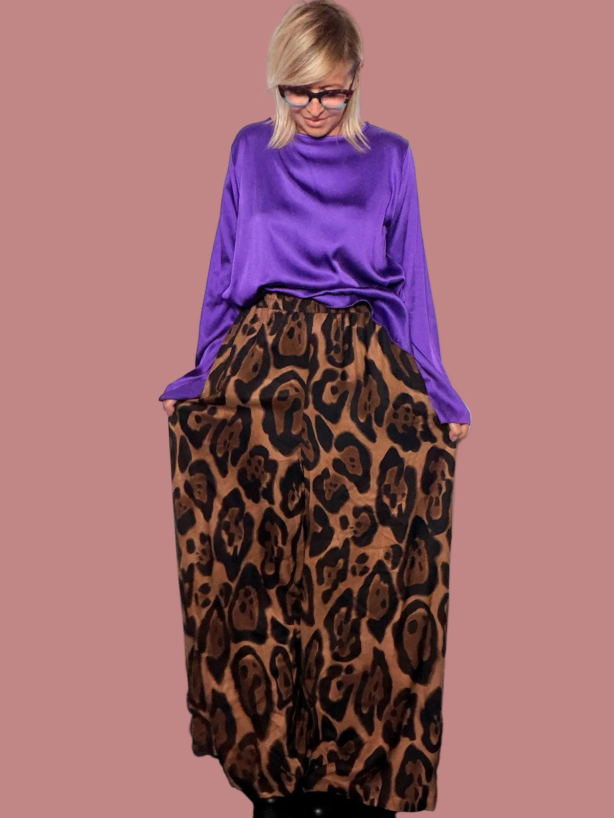 Pantalone palazzo animalier