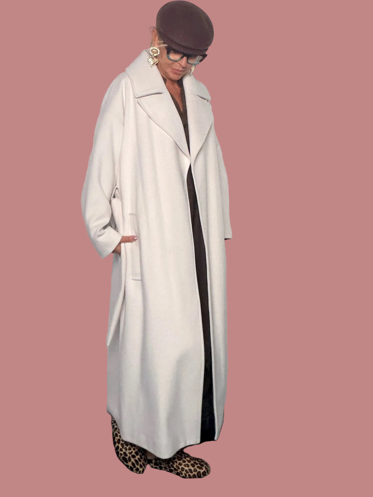 Cappotto lungo over con cintura