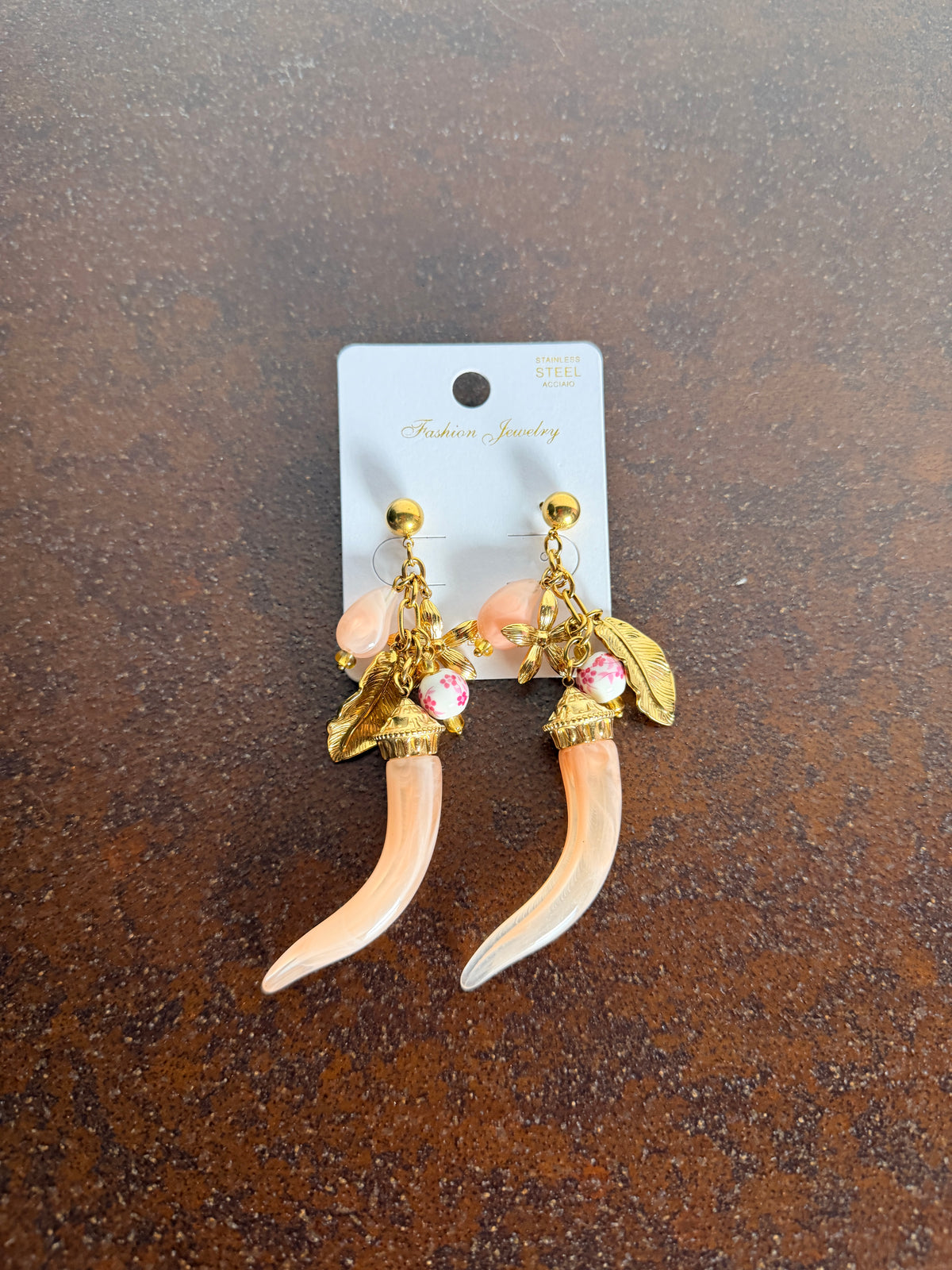 Orecchini Pendenti Corno Charm