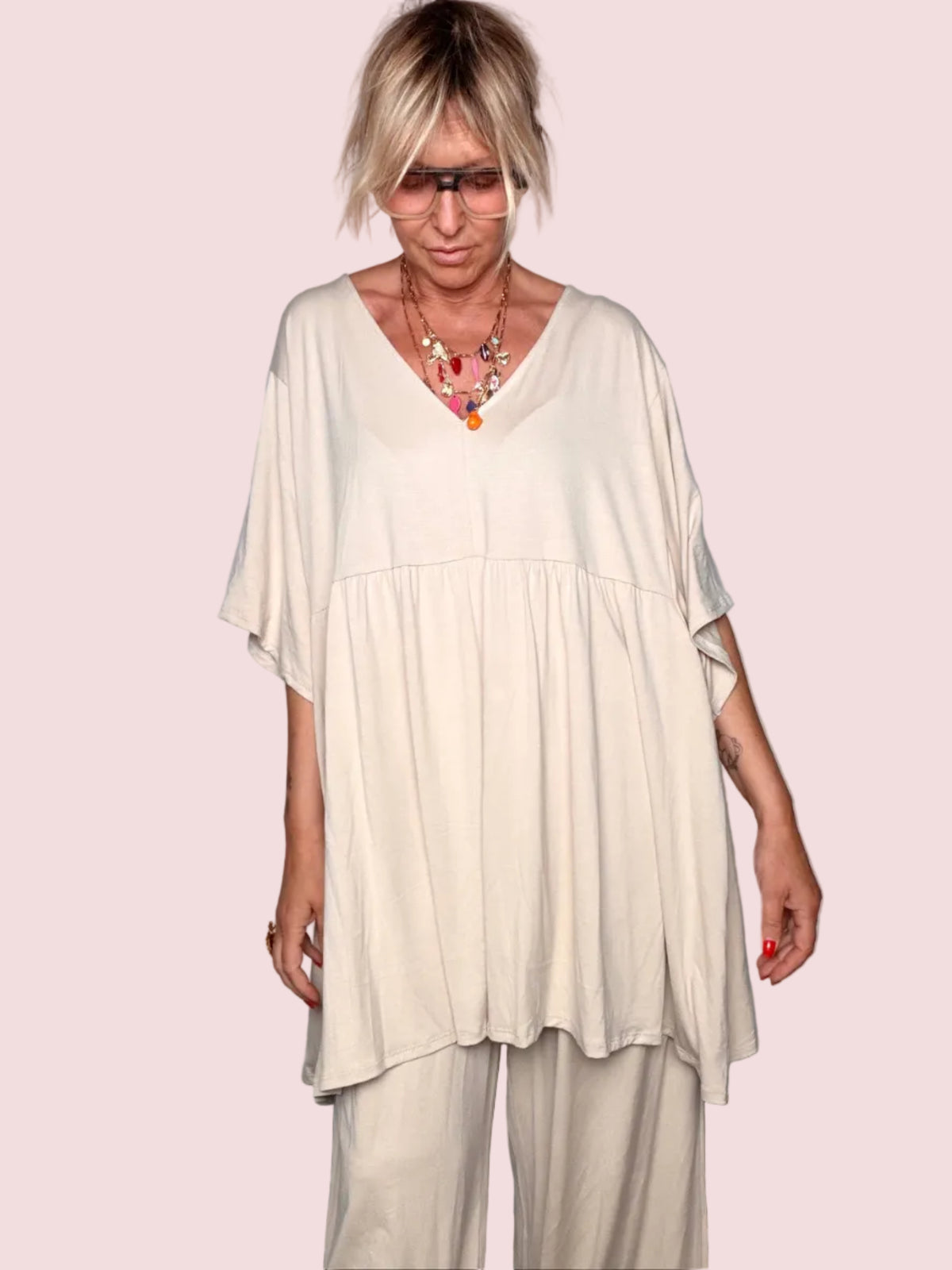 Completo Tunica & Pantalone Wide Leg