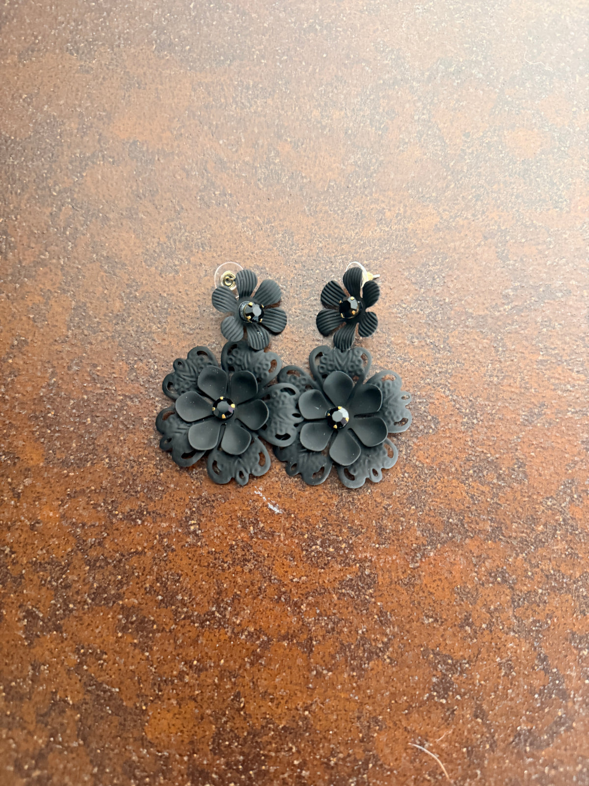 Orecchini Pendenti Fiore Doppio