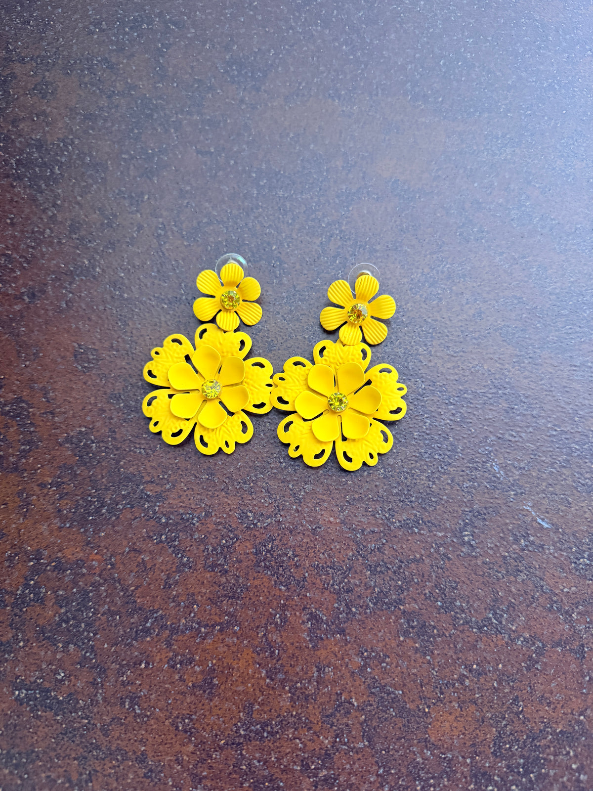 Orecchini Pendenti Fiore Doppio