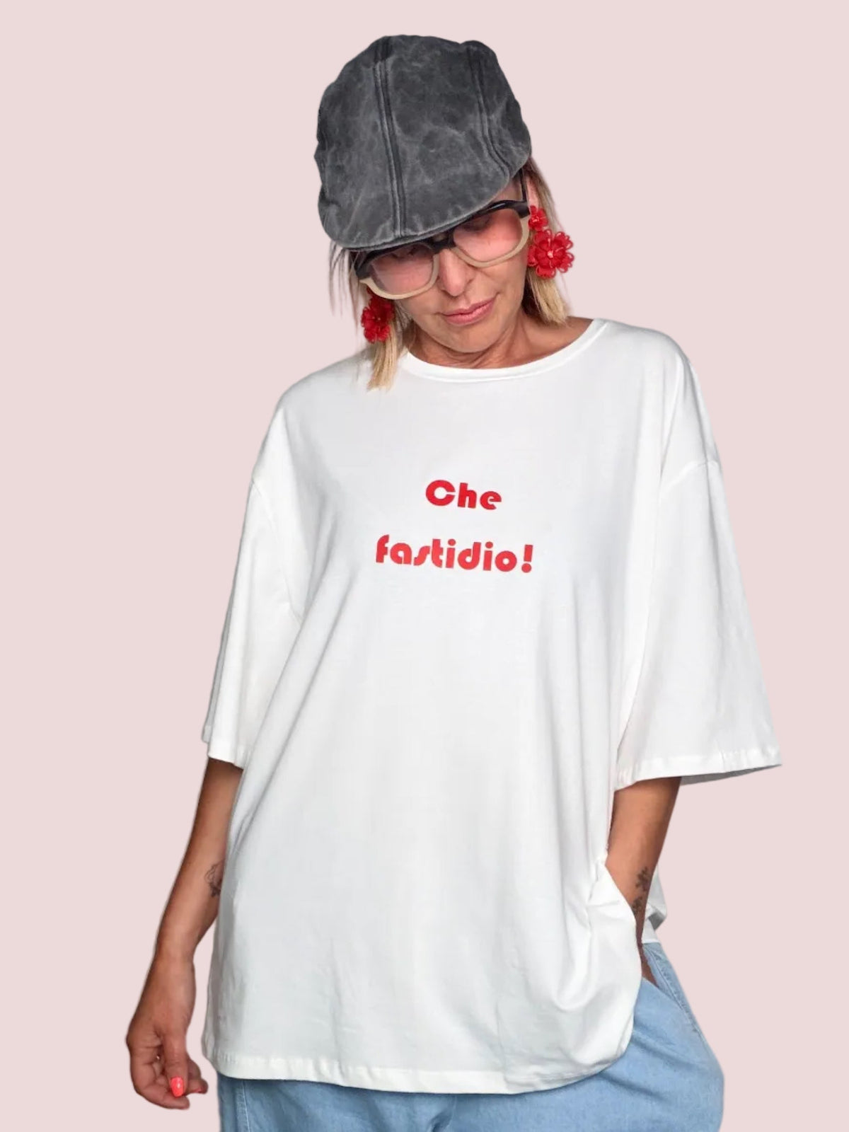 T-Shirt Oversize Che Fastidio! — Bianca