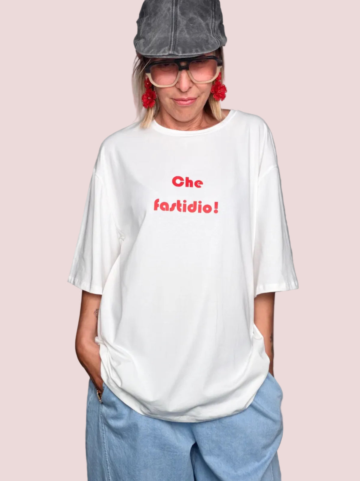 T-Shirt Oversize Che Fastidio! — Bianca