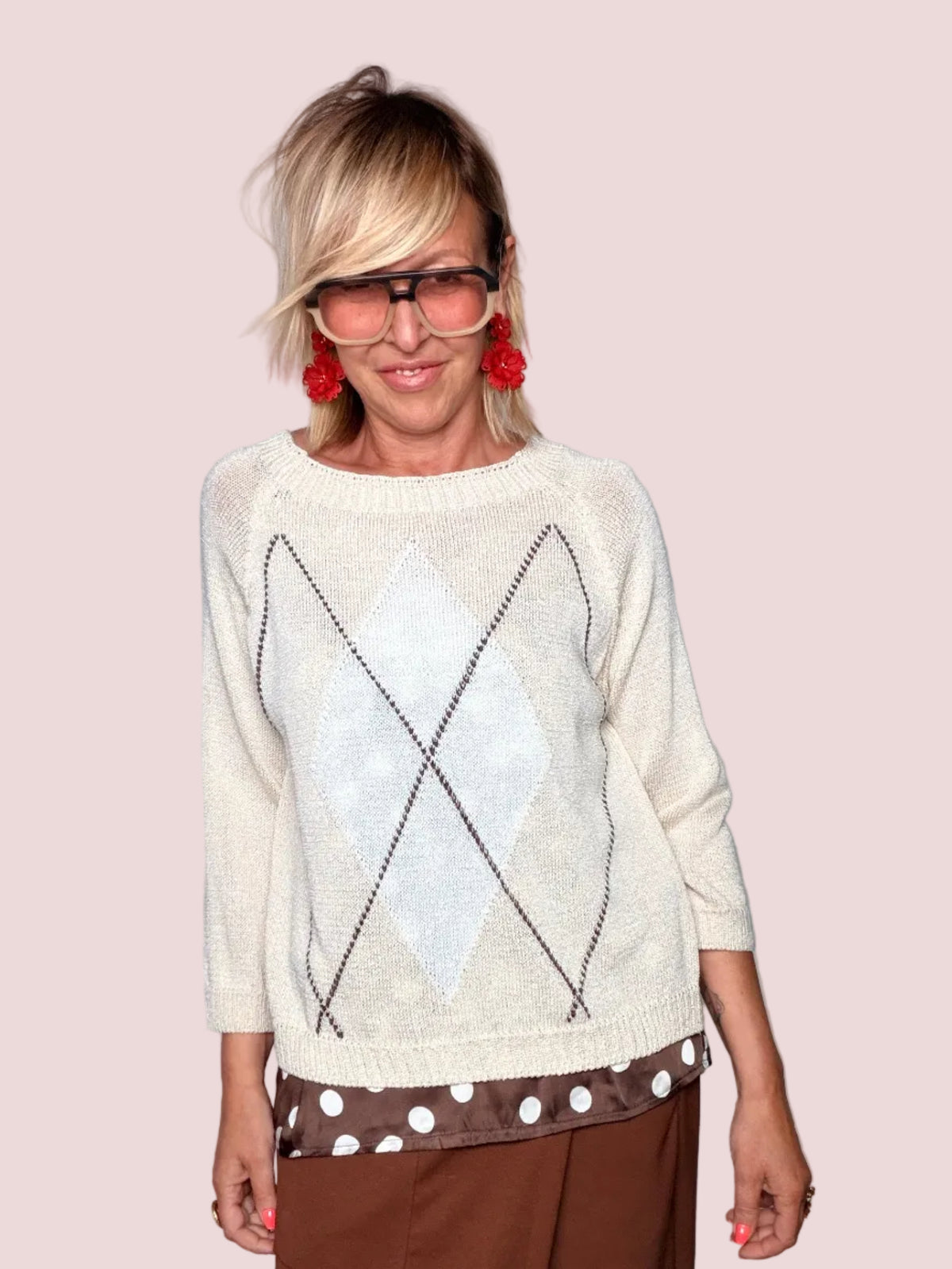 Maglia in Filo con Motivo Argyle