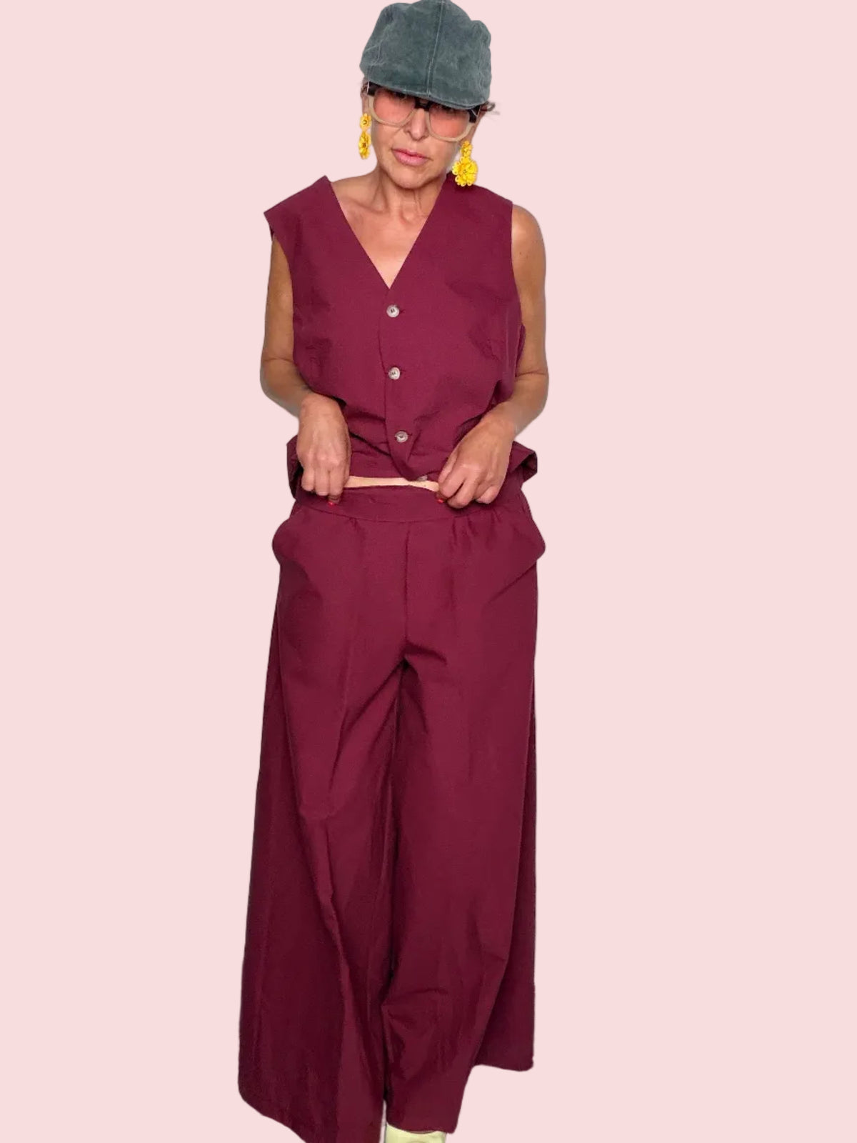 Pantalone Wide Leg con Pince - Fico
