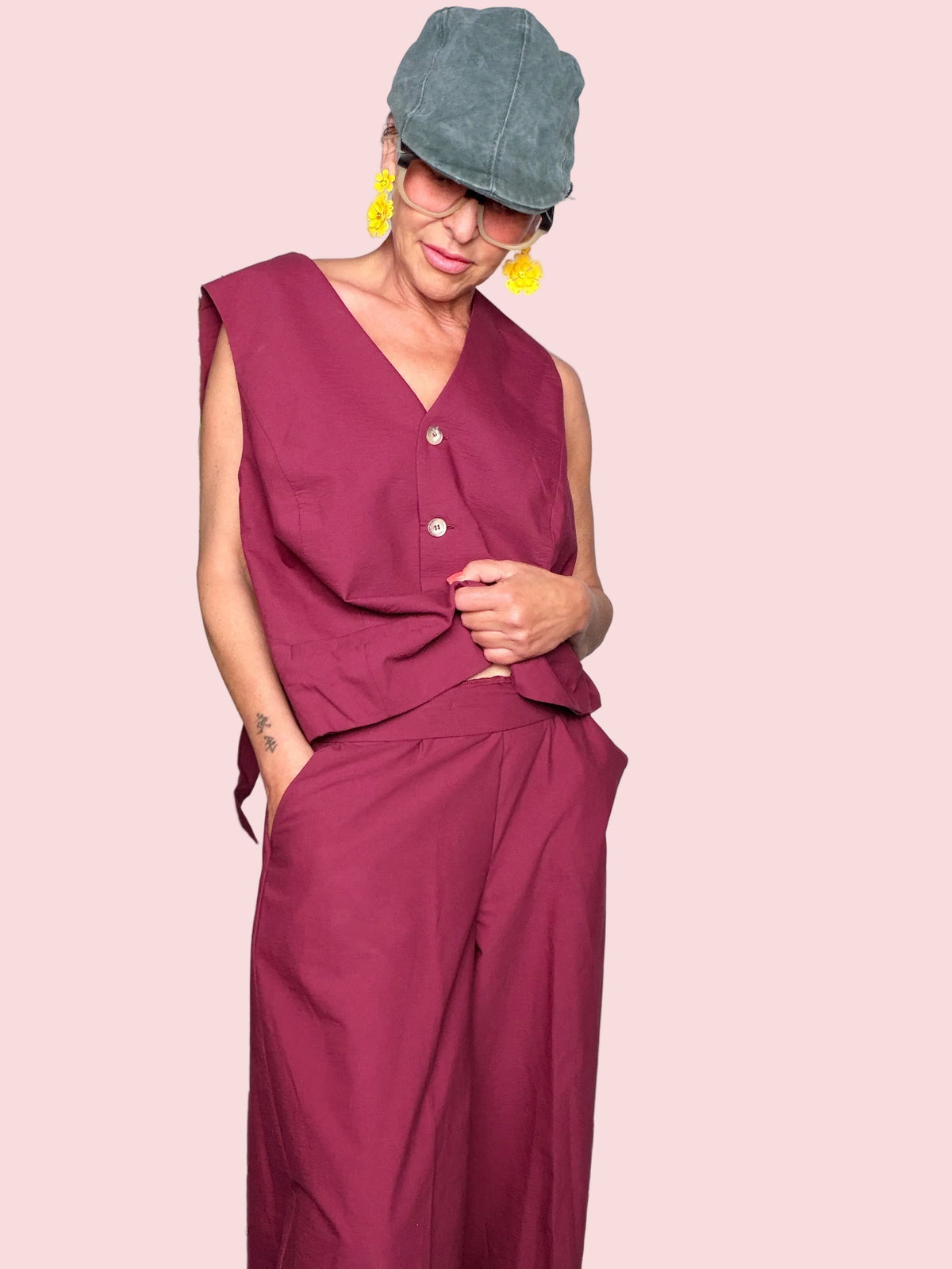 Pantalone Wide Leg con Pince - Fico