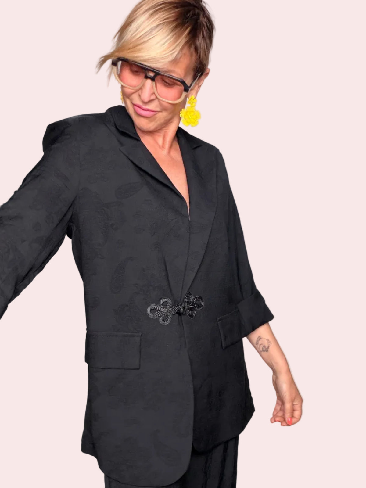 Blazer in Viscosa con Chiusura a Nodo Orientale