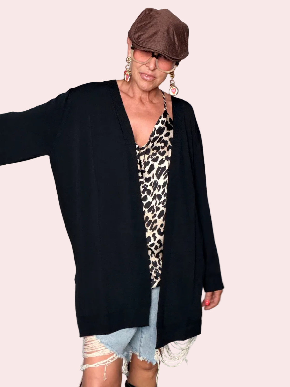 Cardigan Lungo Oversize — Nero