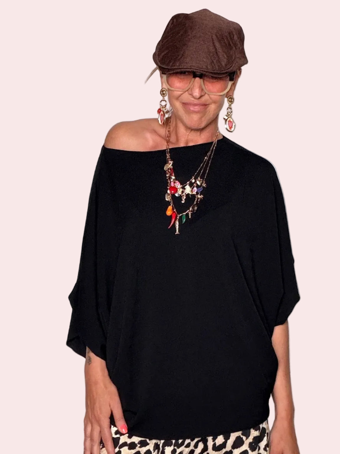 Maglia in Filo Manica Pipistrello — Nero