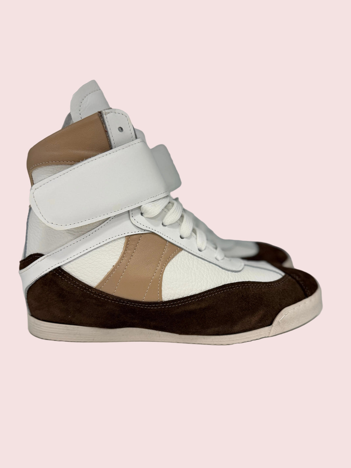 Sneaker modello pugilino in pelle con zeppa interna